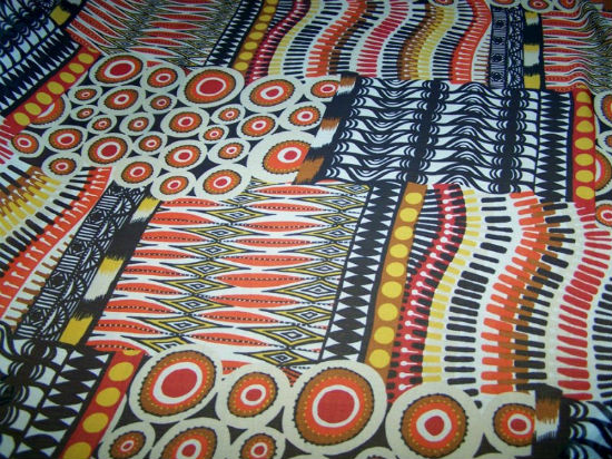 Mousseline crepon patchwork ethnique bleu marine rouge 2