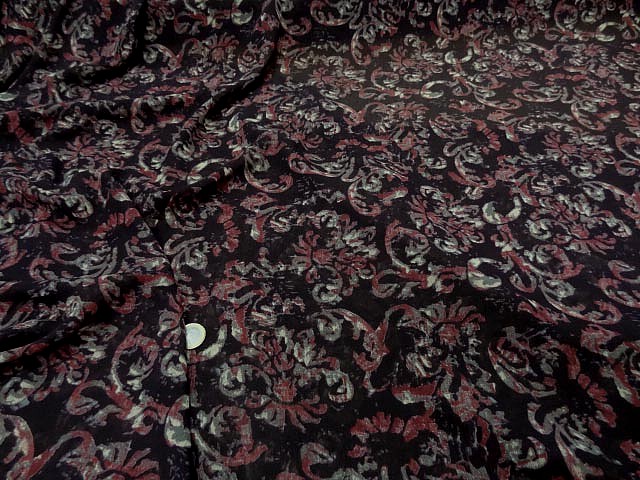 Mousseline crepon prune motifs classiques marbres