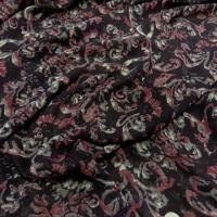 Mousseline crepon prune motifs classiques marbres 3