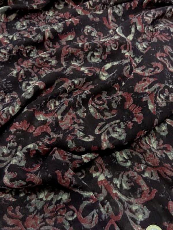 Mousseline crepon prune motifs classiques marbres 3 
