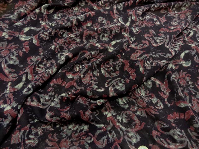 Mousseline crepon prune motifs classiques marbres 3