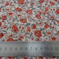 Mousseline creponnee fond blanc fleurs liberty rouge et vert de gris 1 