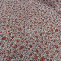 Mousseline creponnee fond blanc fleurs liberty rouge et vert de gris 3
