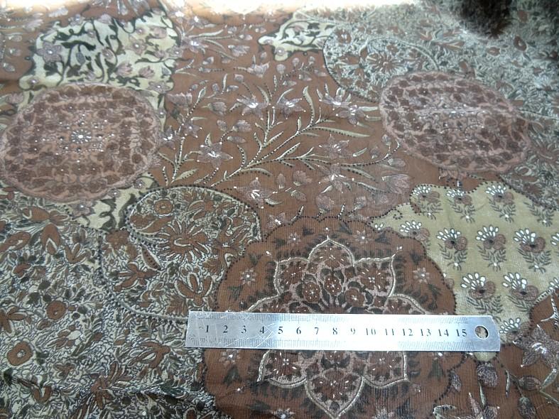 Mousseline de crepe ton terre et kaki 3