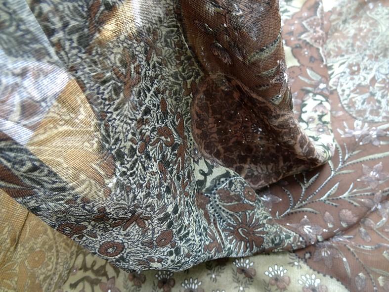 Mousseline de crepe ton terre et kaki 4