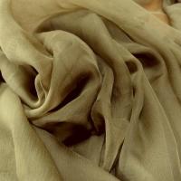 Mousseline de soie chiffon kaki marron 1 