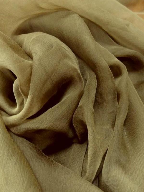 Mousseline de soie chiffon kaki marron 1 