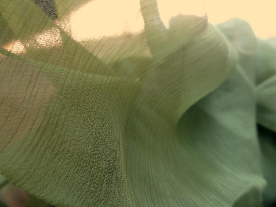 Mousseline de soie chiffon kaki vert mousse 3