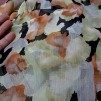 Mousseline de soie chiffon motif tachete noir vert tilleul corail 4 
