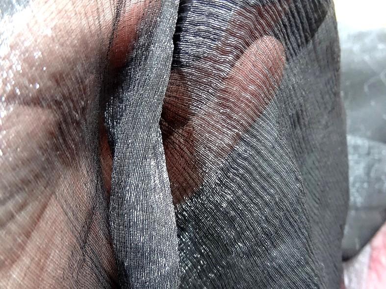 Mousseline de soie chiffon noire lamee 2