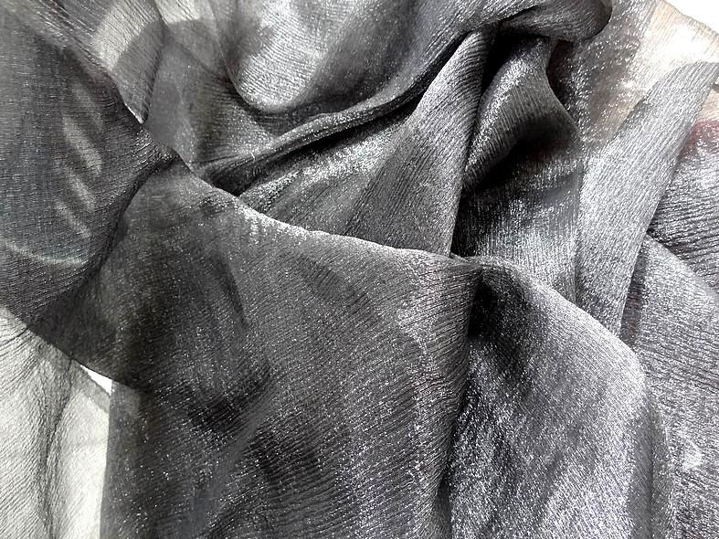 Mousseline de soie chiffon noire lamee 4