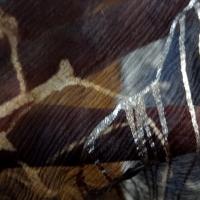 Mousseline de soie chiffon pavots beiges et argentes 3 