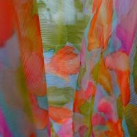 Mousseline de soie chiffon tachete orange fuchsia vert mousse aigue marine 1 1