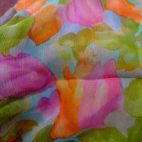 Mousseline de soie chiffon tachete orange fuchsia vert mousse aigue marine 2 
