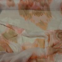 Mousseline de soie chiffon tachete tie and dye beige et saumon 6 