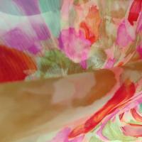 Mousseline de soie chiffon tachete tilleul rouge rose 1