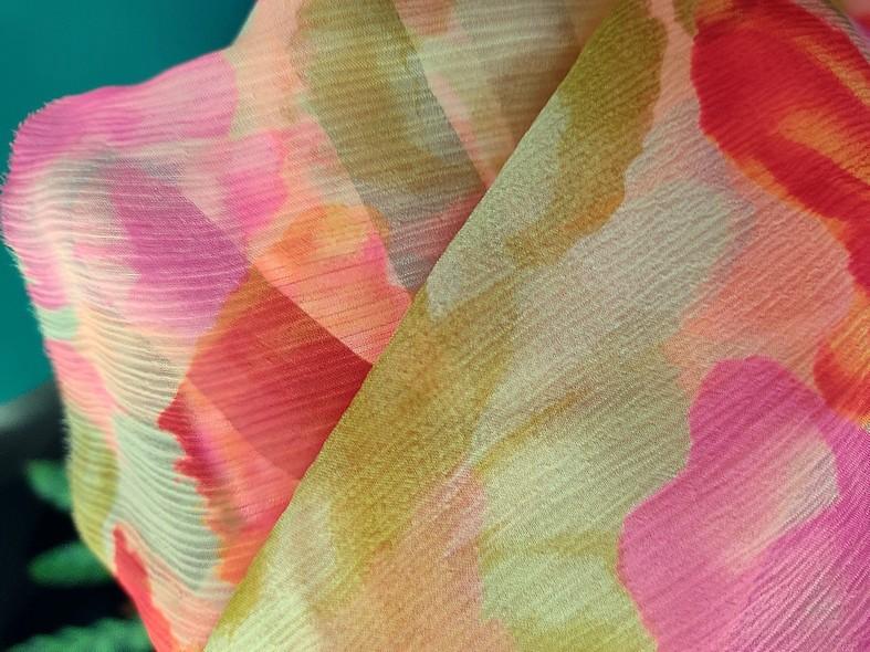 Mousseline de soie chiffon tachete tilleul rouge rose 2