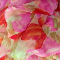 Mousseline de soie chiffon tachete tilleul rouge rose 3