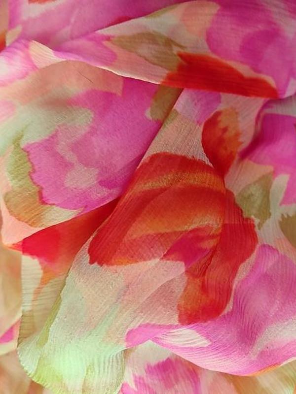 Mousseline de soie chiffon tachete tilleul rouge rose 3 