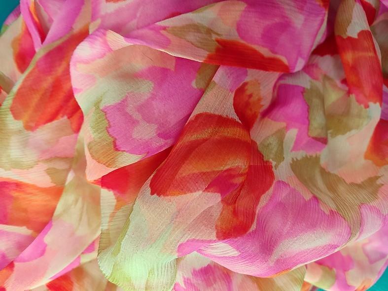 Mousseline de soie chiffon tachete tilleul rouge rose 3