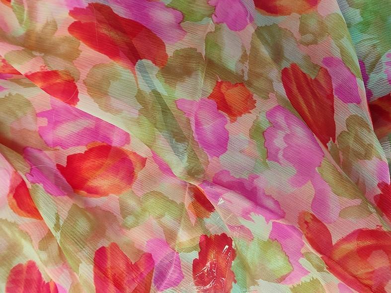Mousseline de soie chiffon tachete tilleul rouge rose 4