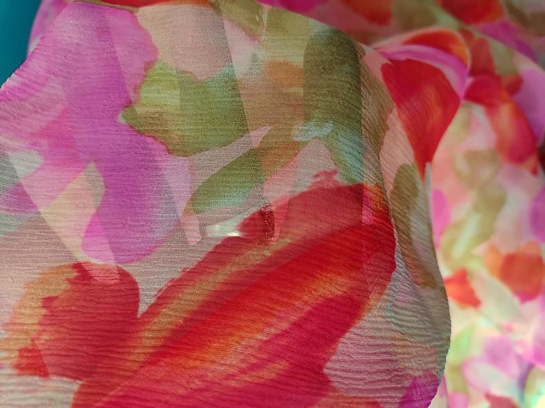 Mousseline de soie chiffon tachete tilleul rouge rose 5
