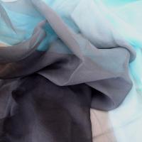 Mousseline de soie chiffon tie dye gris anthracite turquoise clair 3 