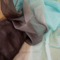 Mousseline de soie chiffon tie dye gris anthracite turquoise clair 4 