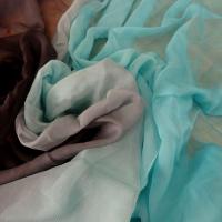 Mousseline de soie chiffon tie dye gris anthracite turquoise clair 5 