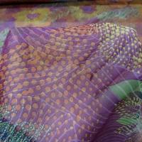 Mousseline de soie framboise fleur pointillisme 3 