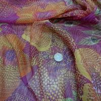 Mousseline de soie framboise fleur pointillisme 4 