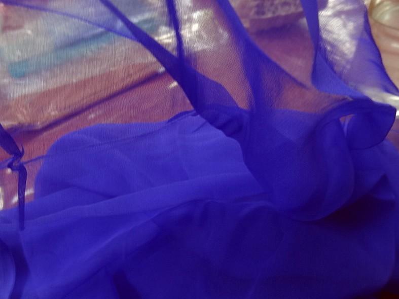 Mousseline de soie lisse bleu indigo 3