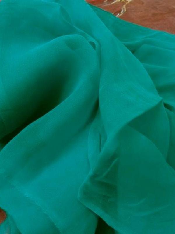 Mousseline de soie lisse bleu vert fonce 2 