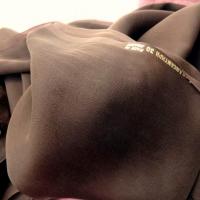 Mousseline de soie lisse marron cafe 5