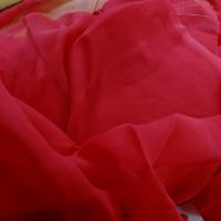 Mousseline de soie lisse rose cerise 1 