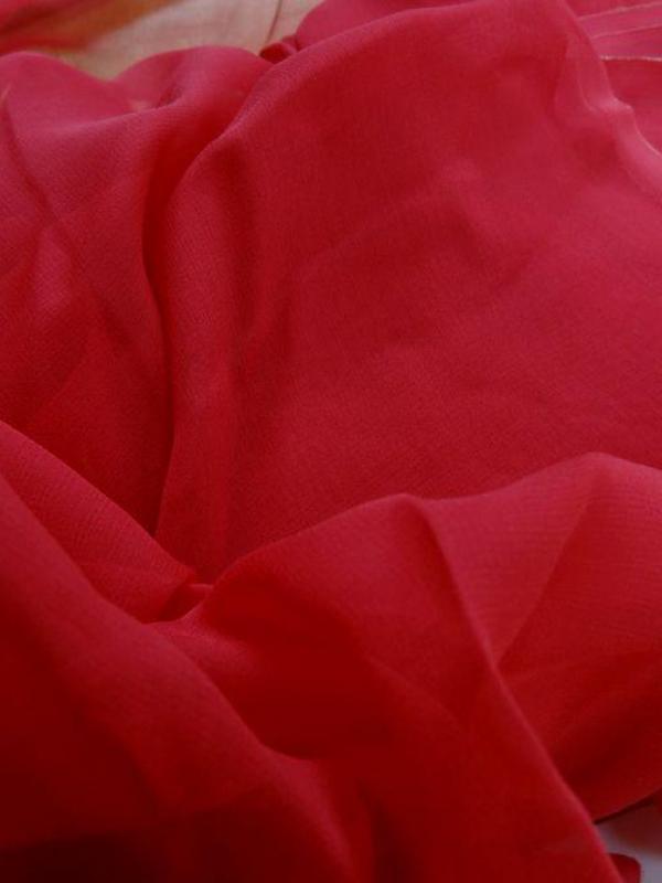 Mousseline de soie lisse rose cerise 1 