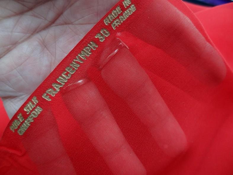 Mousseline de soie lisse rouge coquelicot 1