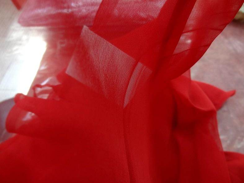 Mousseline de soie lisse rouge coquelicot 3