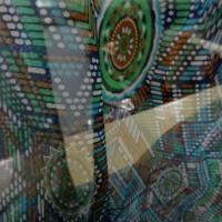 Mousseline de soie motif ethnique bleu vert 2 