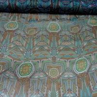 Mousseline de soie motif ethnique bleu vert 4