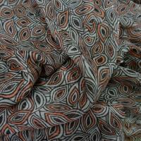 Mousseline de soie motif noyaux corail et taupe 3