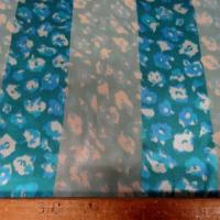 Mousseline de soie semi transparente rayee fleurie bleu celeste 4 