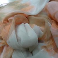 Mousseline de soie tachetee tie and dye beige et saumon 