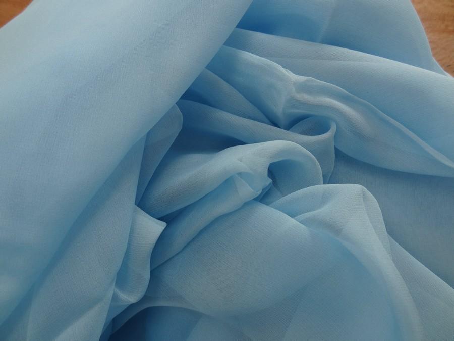 Mousseline de soie teinte bleu acier clair 4