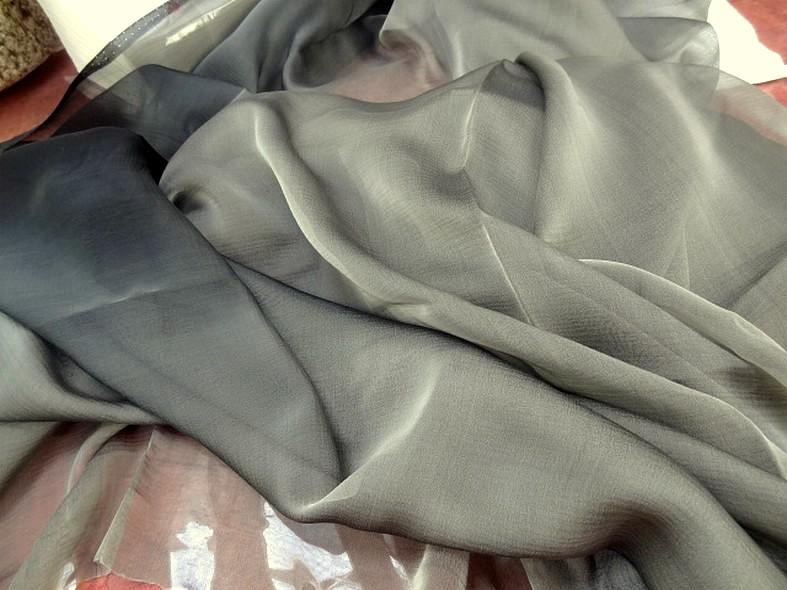 Mousseline de soie tie and dye gris noir 2