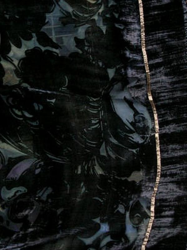 Mousseline devore velours noir marbre motif arabesques 4 