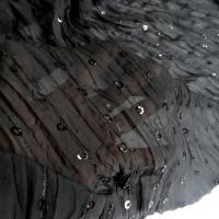 Mousseline froissée noire sequins 1
