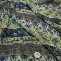 Mousseline motif frises fleuries kaki tilleul bleu 1 