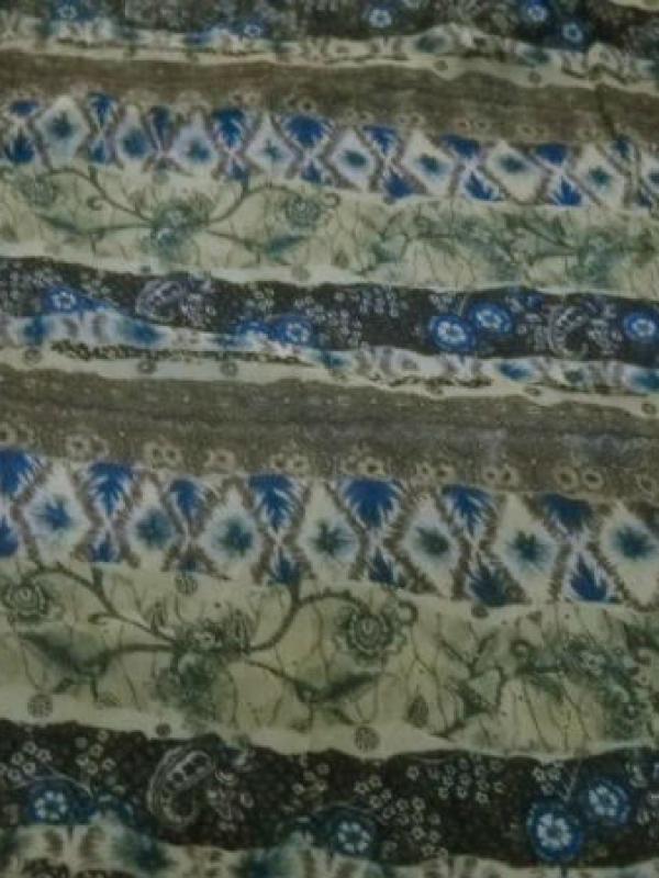 Mousseline motif frises fleuries kaki tilleul bleu 3 