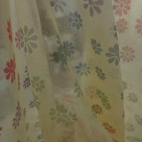 Mousseline organza jaune paille nacree fleurie 3 